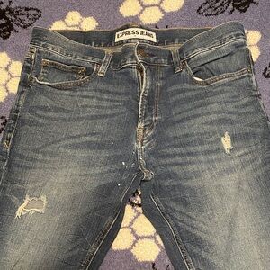 Express Men's Distressed Blue Skinny Jeans